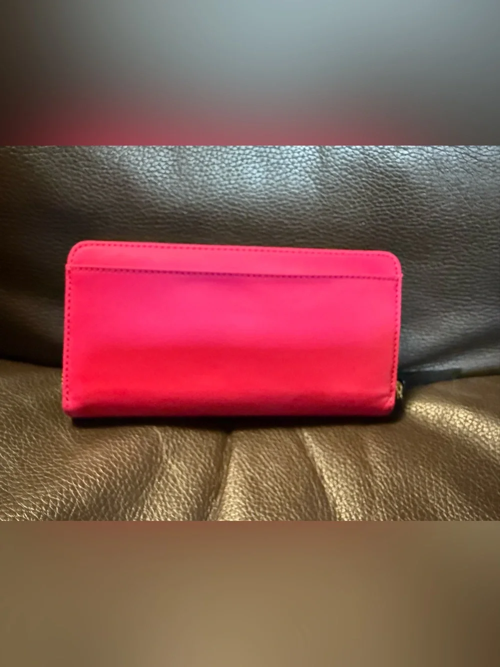 kate spade Hot Pink Zip Clutch with Gold Plaque